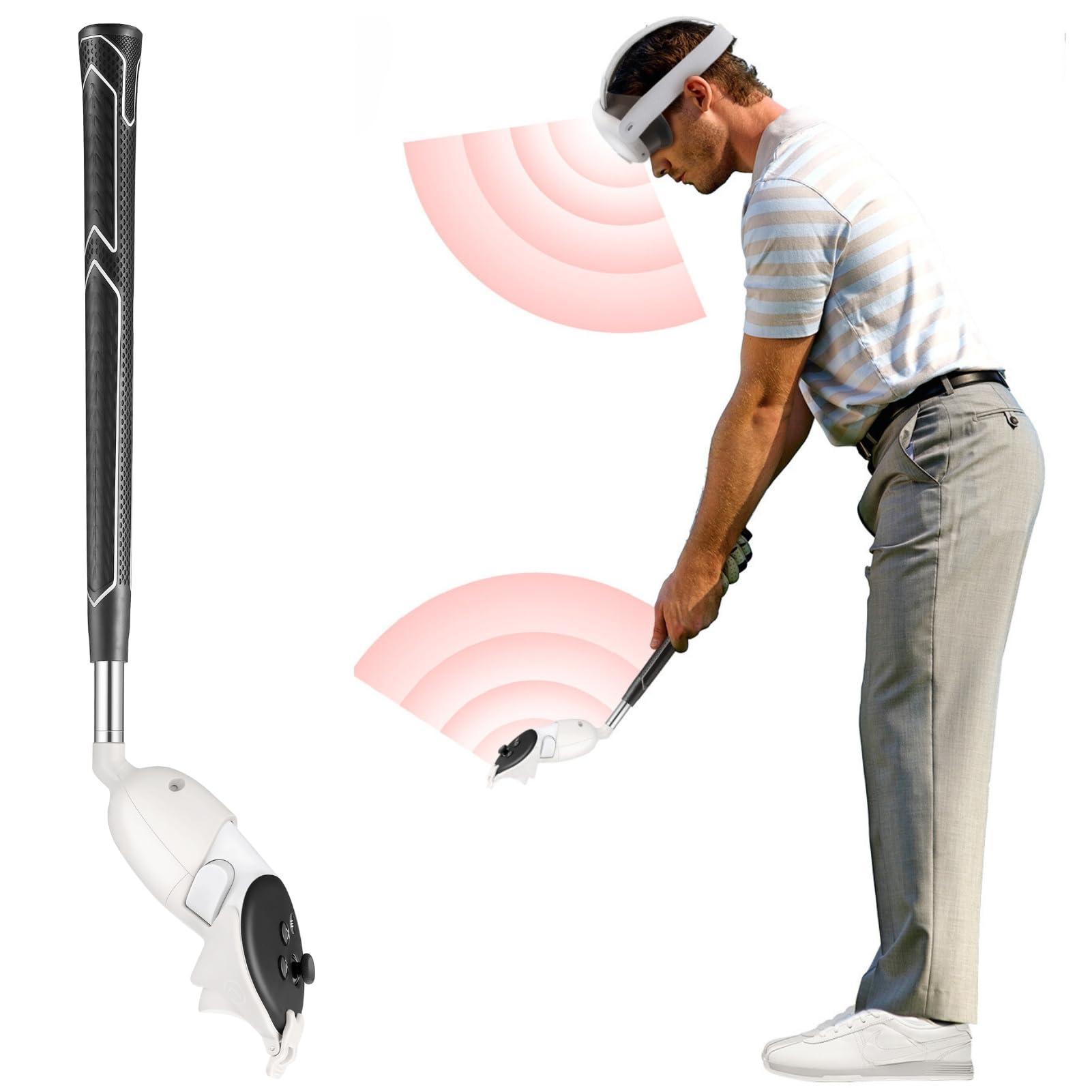 X-SUPER HOME Handle for Meta Quest 3 Golf Club Attachment VR Golf Games Adapter Accessories with Enhanced Accuracy Realistic Swi