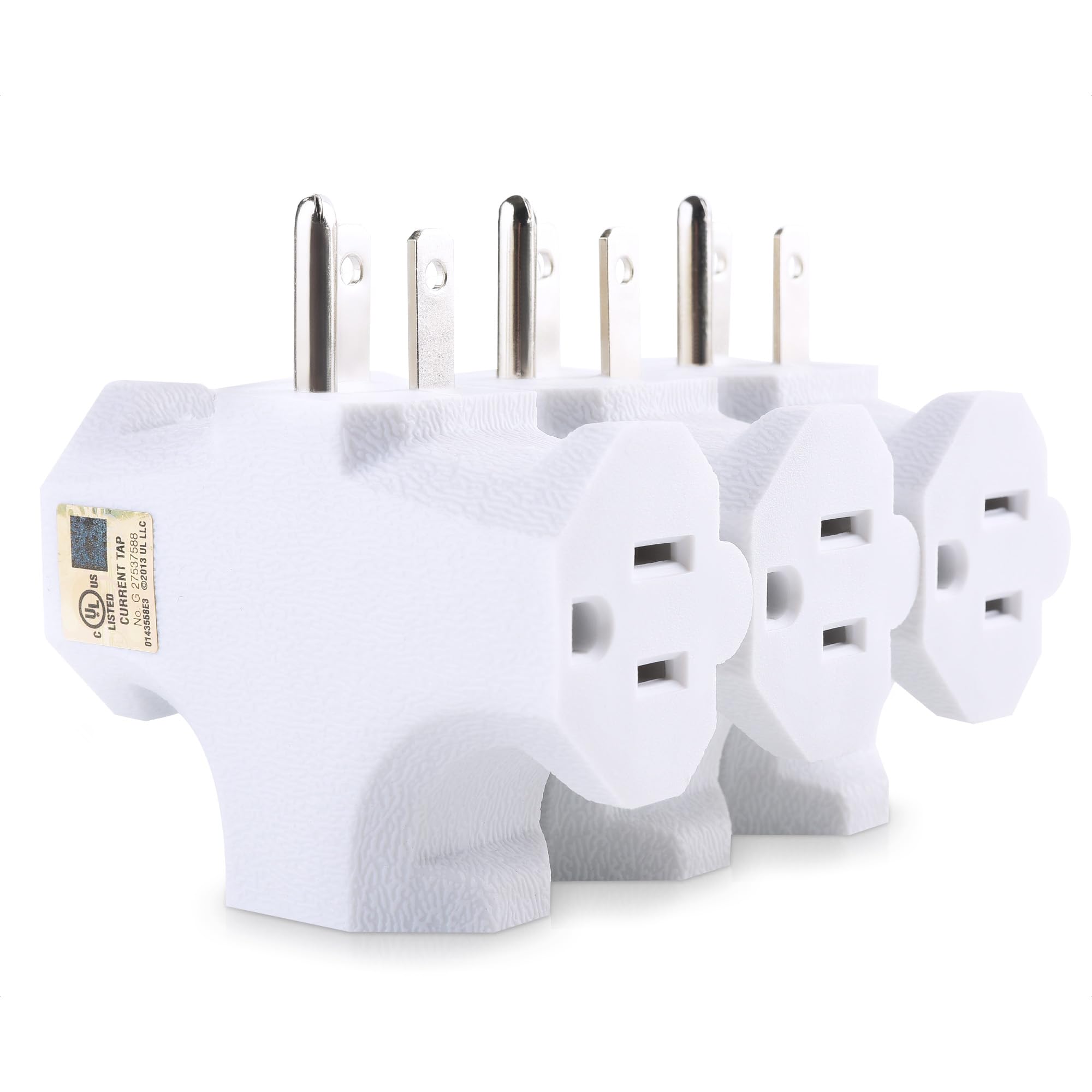 [Ul Listed] Cable Matters 3 Pack 3 Way Plug Adapter 15A 1875W, 3 Prong 3 Outlet Adapter, Power Splitter Plug Outlet, 3 Way Elect