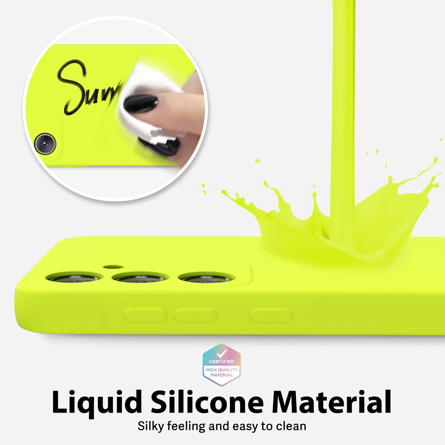 Oakxco For Samsung Galaxy A55 5G Case Liquid Silicone, Fluorescent Bright Solid Color, Soft Rubber Gel Elegant Aesthetic Cover,