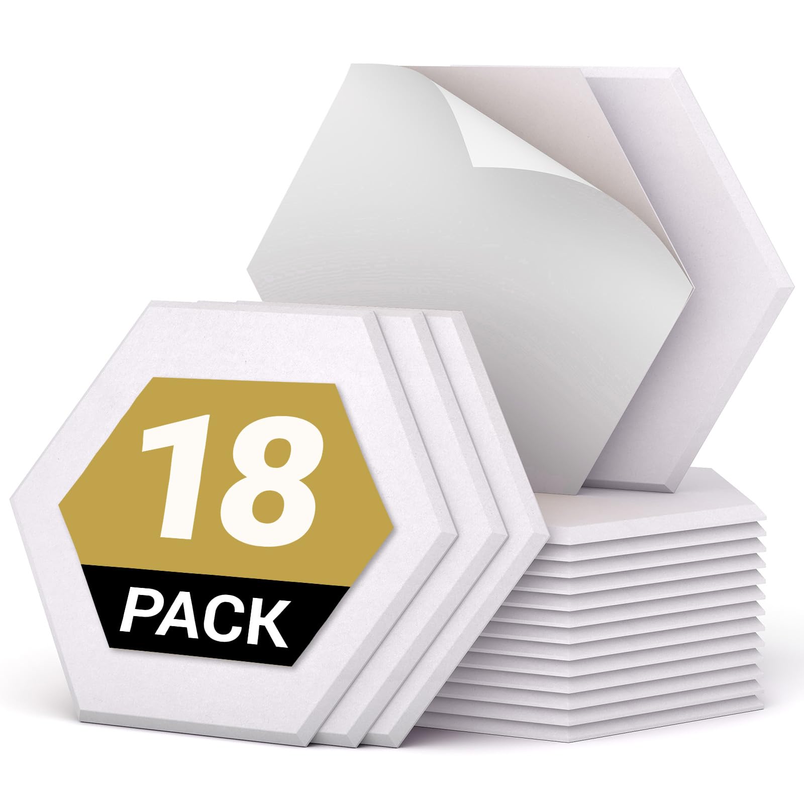 TONOR 18 Pack Hexagon Acoustic Panels, 12 x 10 x 0.4  White