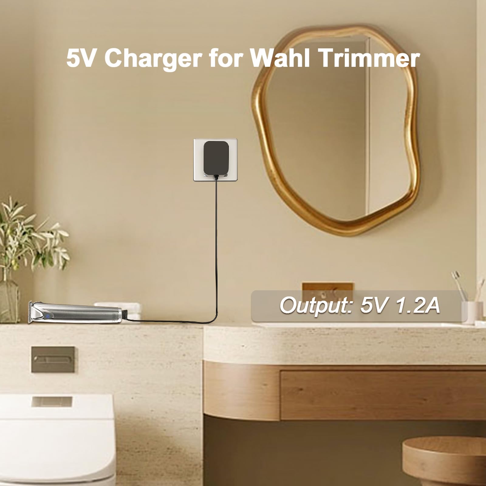 Vhbw Replacement Charger For Wahl Trimmer 9864, Wss31, 9870, 9818A Charging Cable, 5V Power Cord For Wahl 9864Ss, Ss2L, 5616L, 5