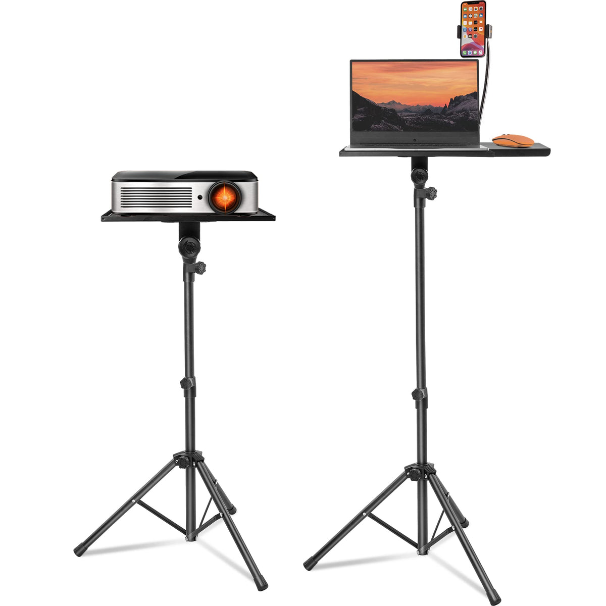 Screenseat Projector Stand Tripod With Mouse Tray - Laptop Projector Tripod Stand Adjustable Height 23.4'' To 48.3'' With Goosen
