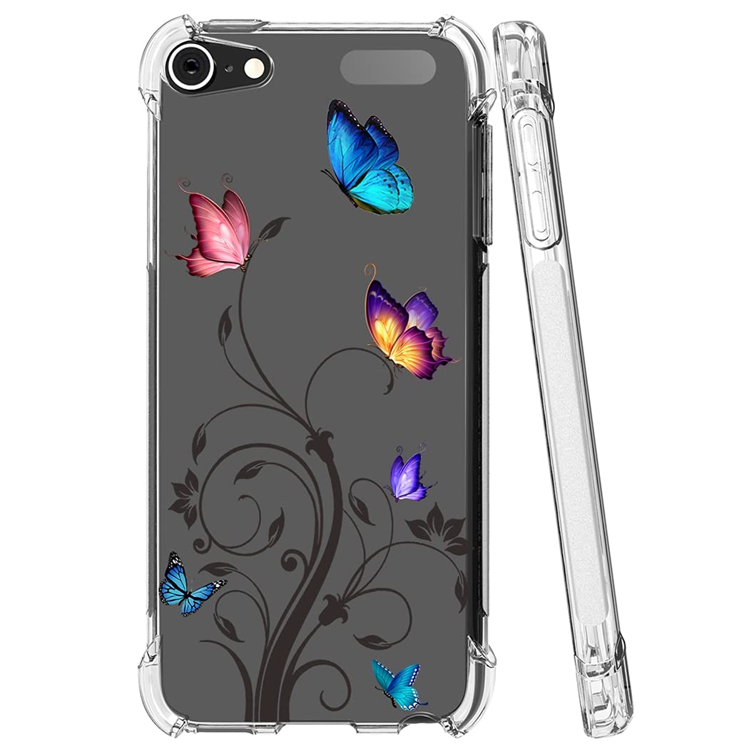 Bohefo Clear Case Compatible With Ipod Touch 7 / Ipod Touch 6 / Ipod Touch 5 Case For Girls Women, Cute Soft Tpu Shockproof Prot