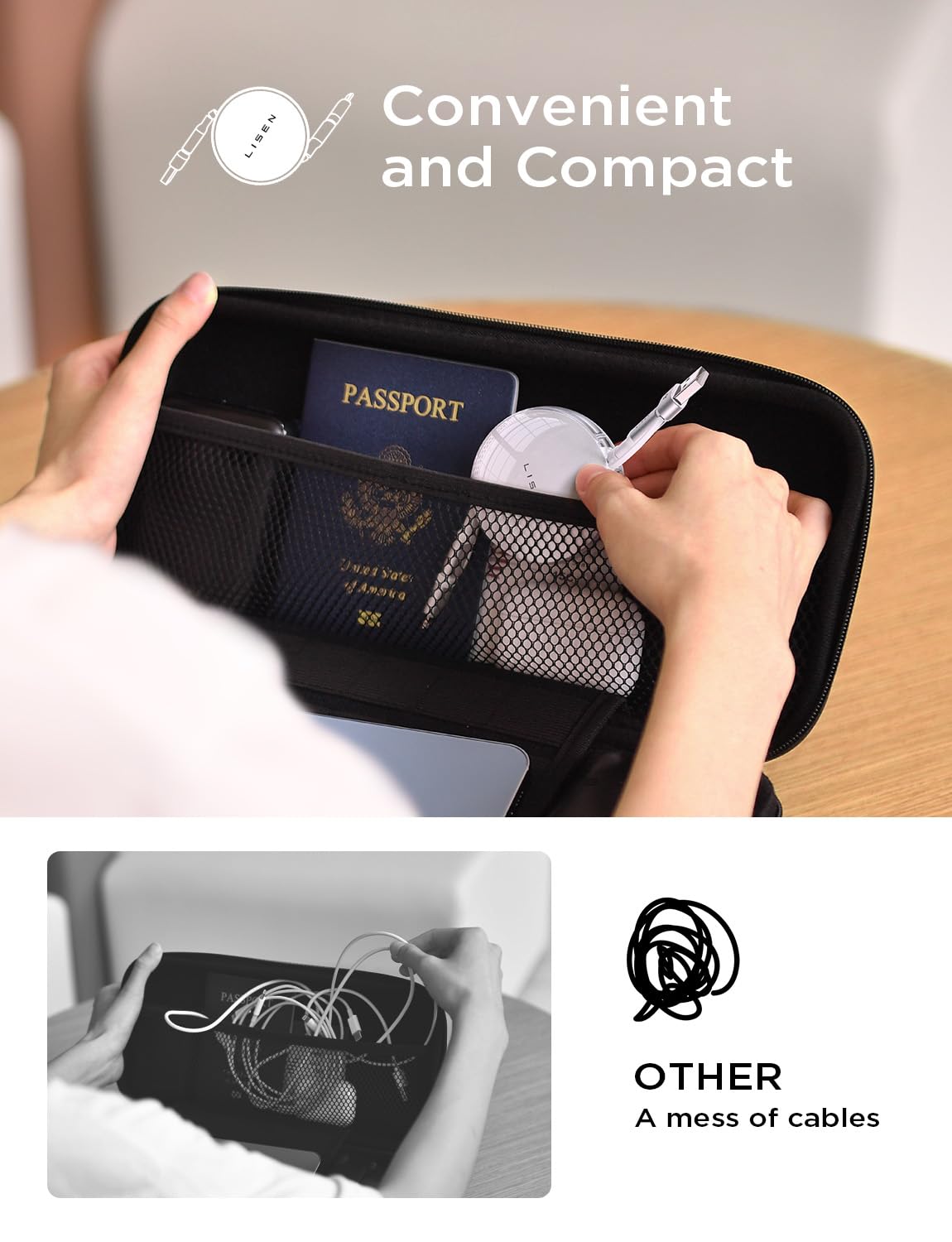 Lisen 5 In 1 Fast Charging Retractable Cable For Iphone, Ipad, Samsung   60W Charger With Usb C/A Ports For Phones, Tablets