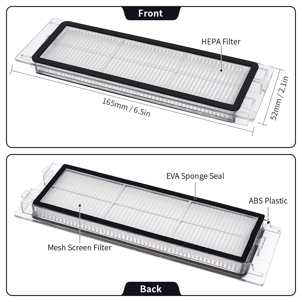 Neutop Replacement Filters Parts, Compatible With Roborock S6 Maxv, S6, S6 Pure, S5, S5 Max, S4 Max, S4, E5, E4, E20, E25, E35,