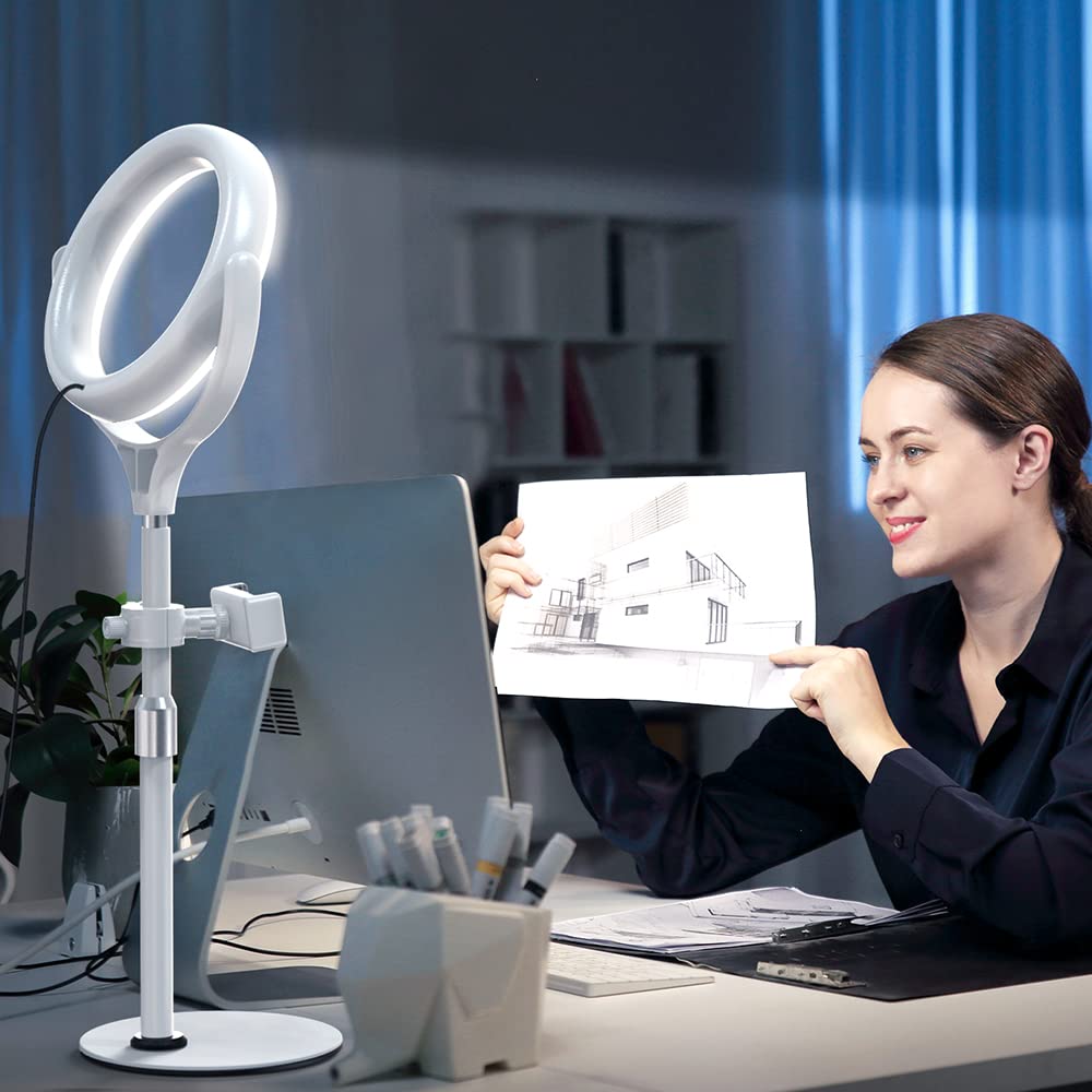 Desktop Ring Light With Stand For Computer Video Conference Lighting, Zoom Light, Online Virtual Meeting, Video Call, Selfie Lig