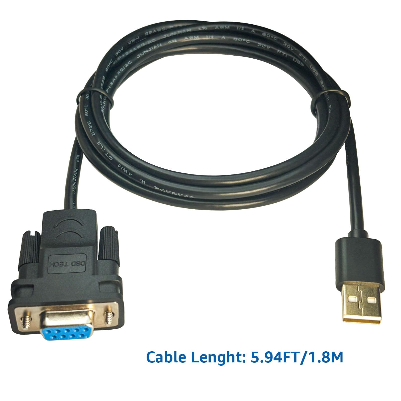 Dsd Tech Sh-Rs232G Usb To Serial Db9 Female Cable Built-In Ftdi Ft232Rl Chip