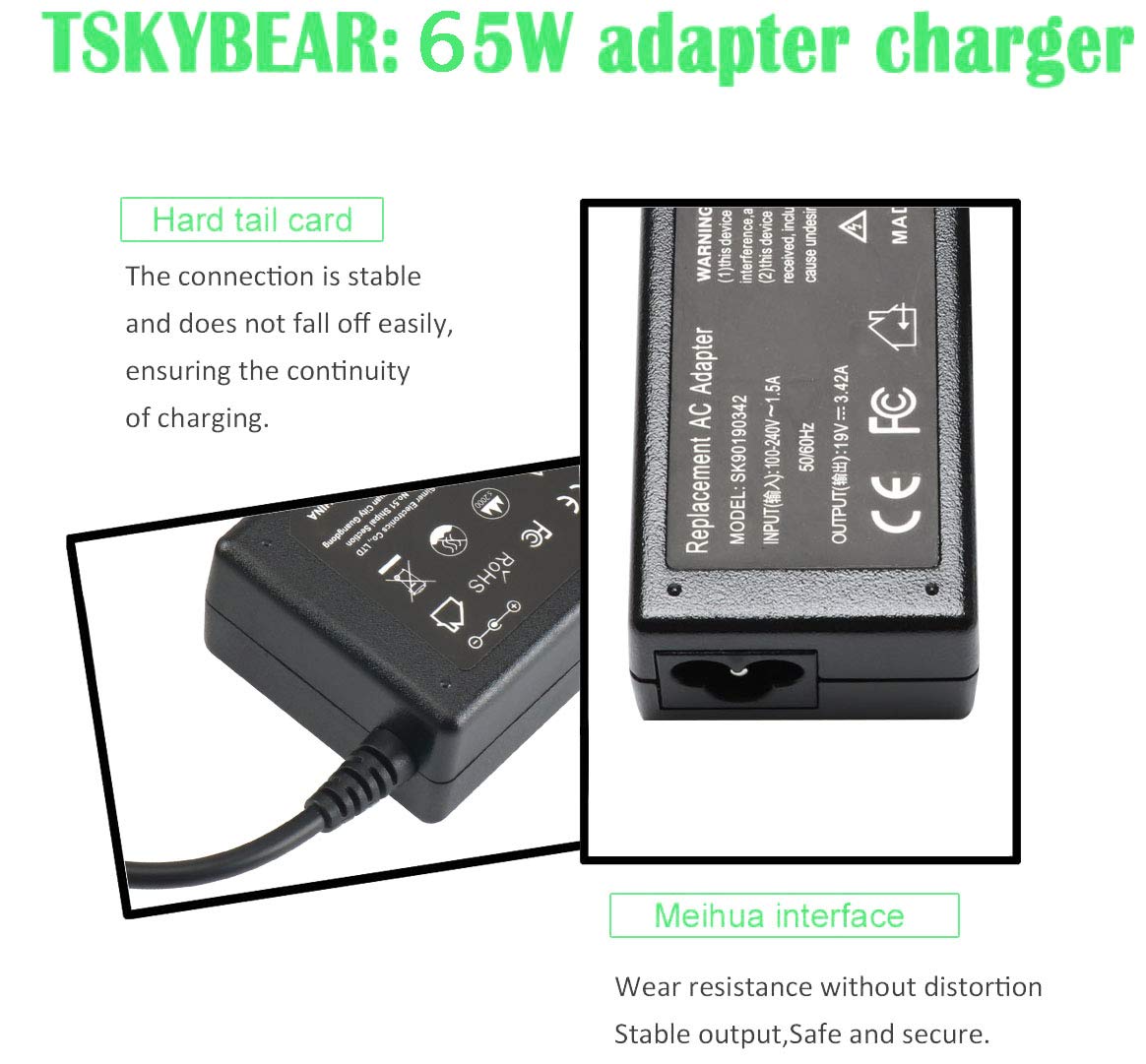 19V Power Cord For Asus 22'' 23'' 24'' 27'' Lcd Monitor, Vx238H Vx238H W Vx228 Vx228H Vx248 Vx248H Backlight Led G Sync Gaming Monitor; Mx279H Vx239H Vx279H Mx239H Ls246H Power Supply Cord