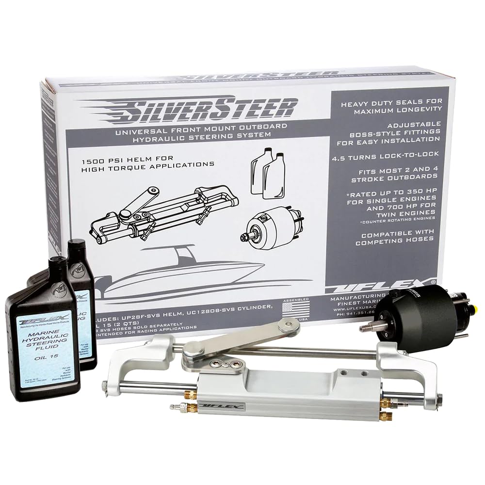 Uflex Silversteer&Trade; Front Mount Outboard Hydraulic Steering System W/ Uc130-Svs-1 Cylinder,WBAUVB07QYJZ59R