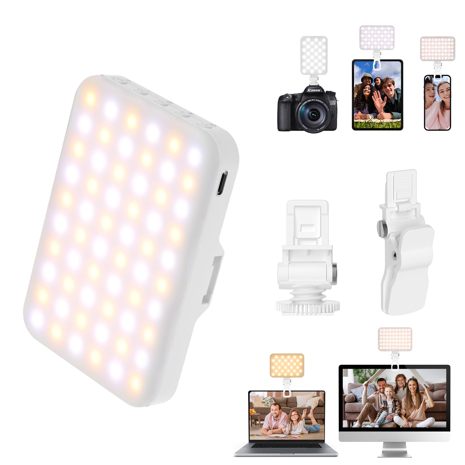 Selfie Light For Iphone   Bansine Usb Rechargeable Led Phone Light   Portable Photo Light With 97+ Cri, Up To 6500K Color Temper