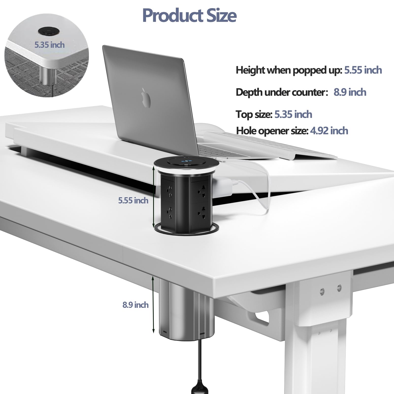 Pop Up Outlet For Countertop With Mobile App Remote Control,Pop Up Outlet With 15W Wireless Charger,Max 20W Power Delivery,Pop U