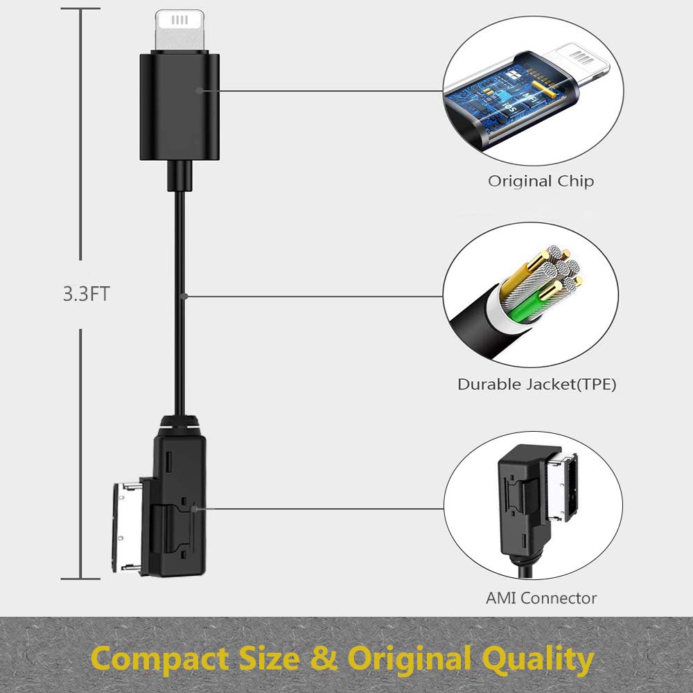 Drimfly Ami Mmi Aux Cable   Compatible With Audi A3/A4/A5/A6/A7/A8/S4/S6/S8/Q5/Q7/R8/Tt 2011 2016 With Mmi 3G System