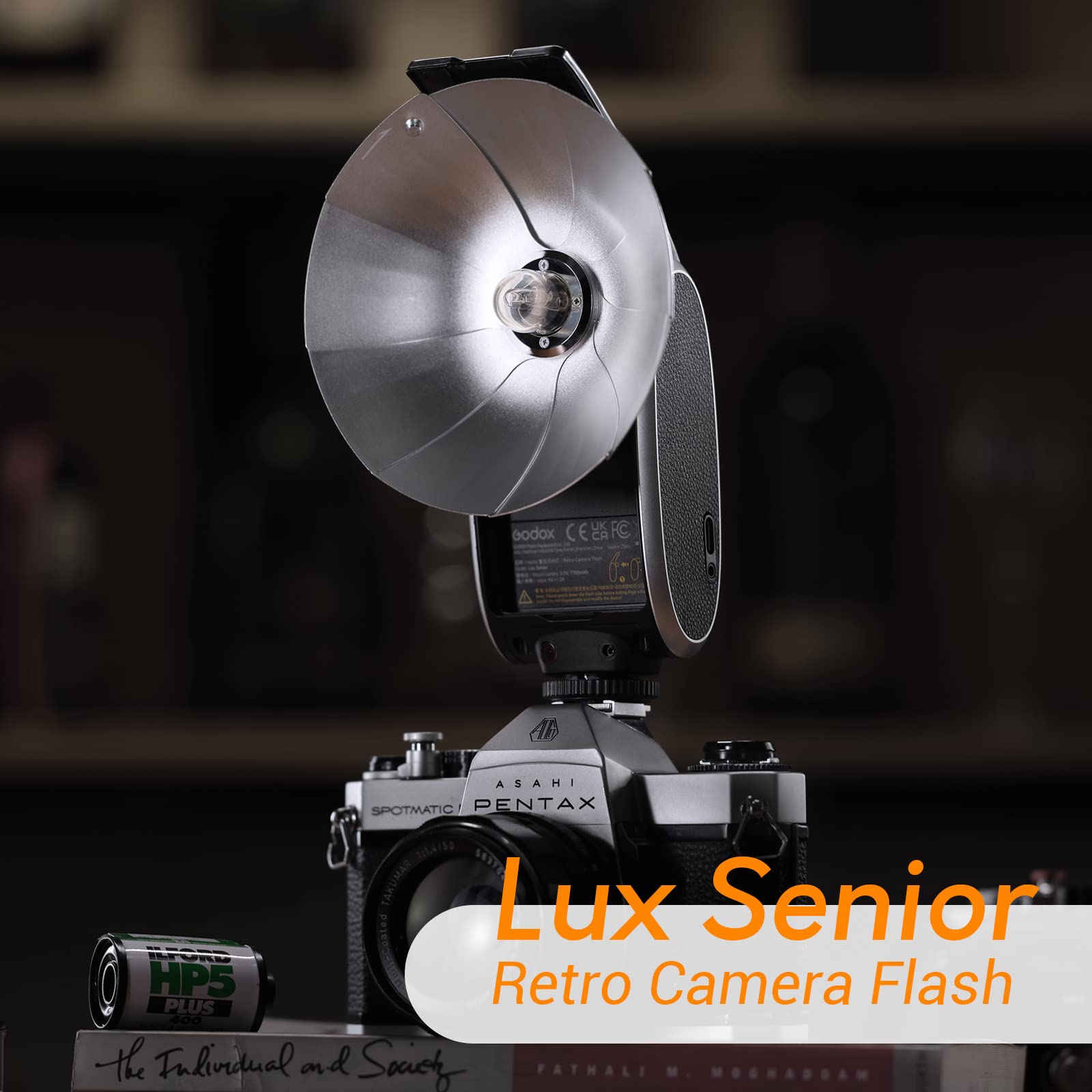 Godox Lux Senior Retro Camera Flash,3.7V/1700Mah Rechargeable Battery,Gn14 6000K200K 28Mm Focal Length,Auto/Manual Flash,Collaps