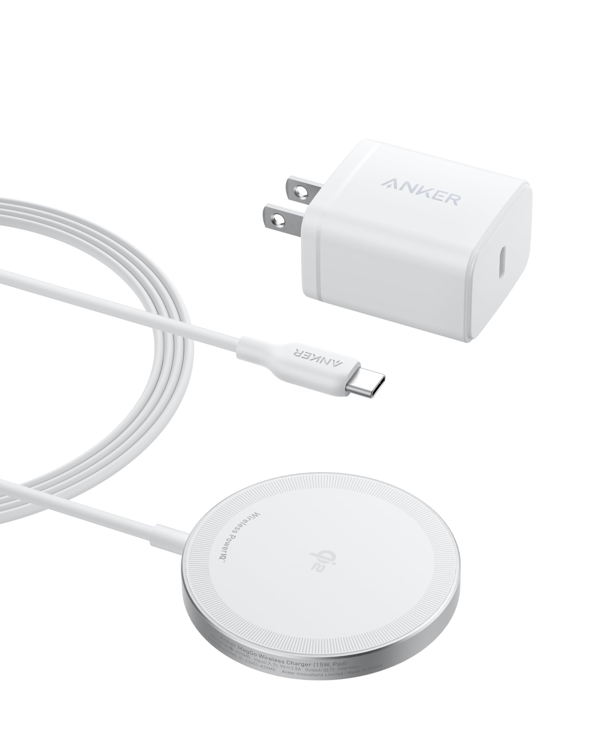 Anker MagSafe Charger Pad Compatible, MagGo iPhone 16 Wireless Charging Pad, Qi2 Certified 15W Wireless Charger for iPhone 16/16