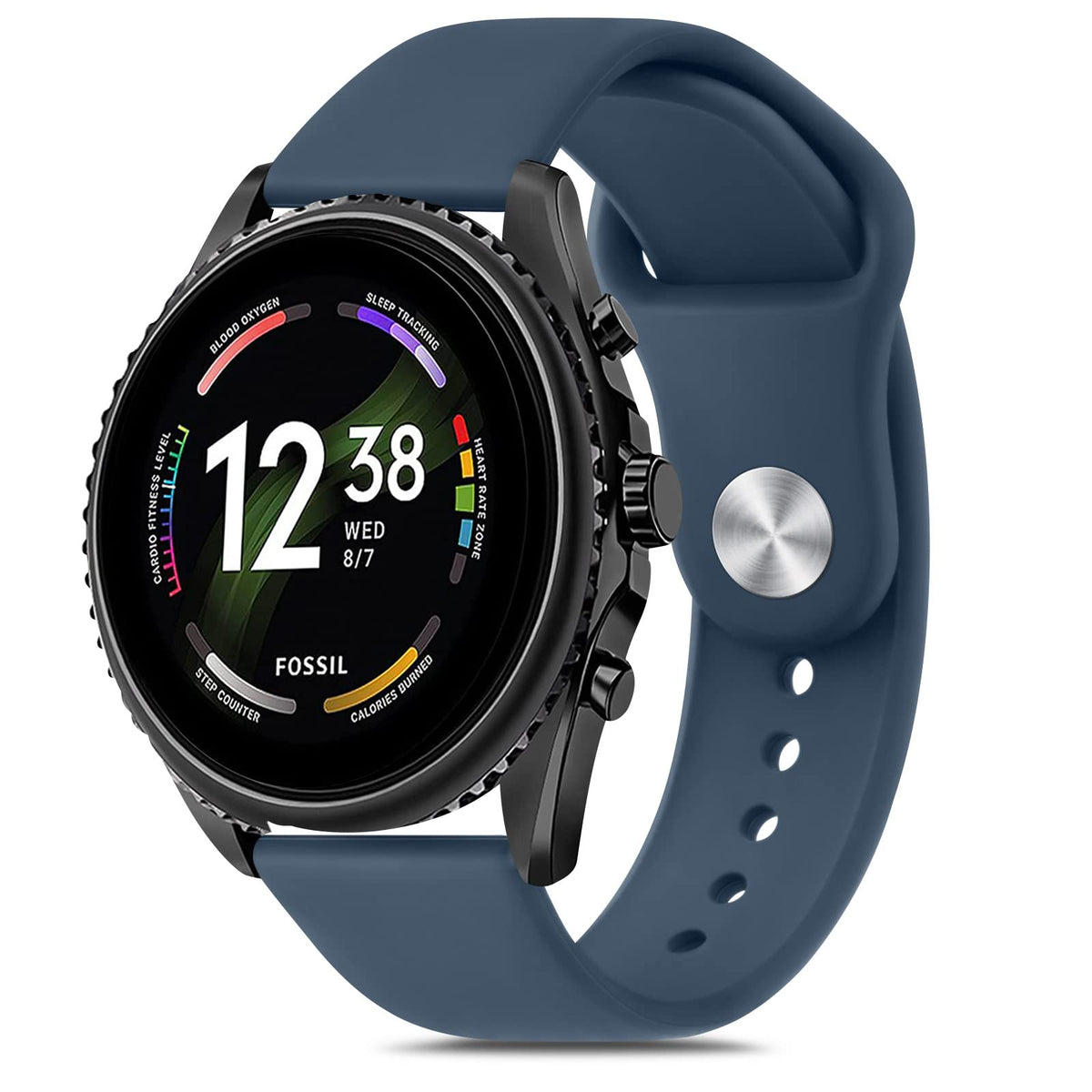 Silicone Band For Fossil Men 'S Gen 6/5E 44Mm/Gen 5 Carlyle/Garrett/Women 'S Julianna Smart Watch, 22Mm Adjustable Soft Silicone