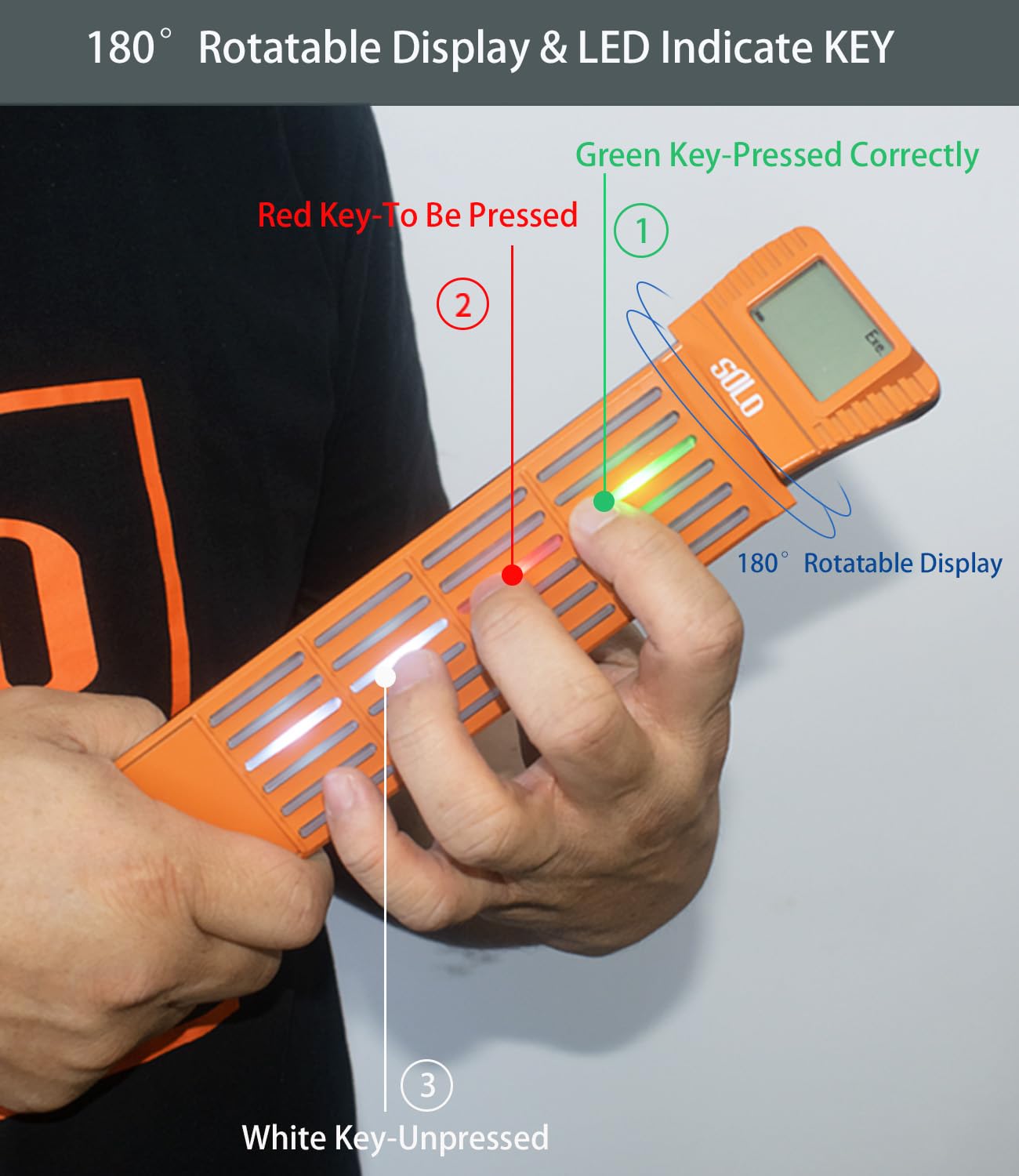 Guitar Chord Trainer Practice Tool, Guitar Assisted Tool Learning System With 24 Keys For Chords Finger Pressing W/Rotatable Scr