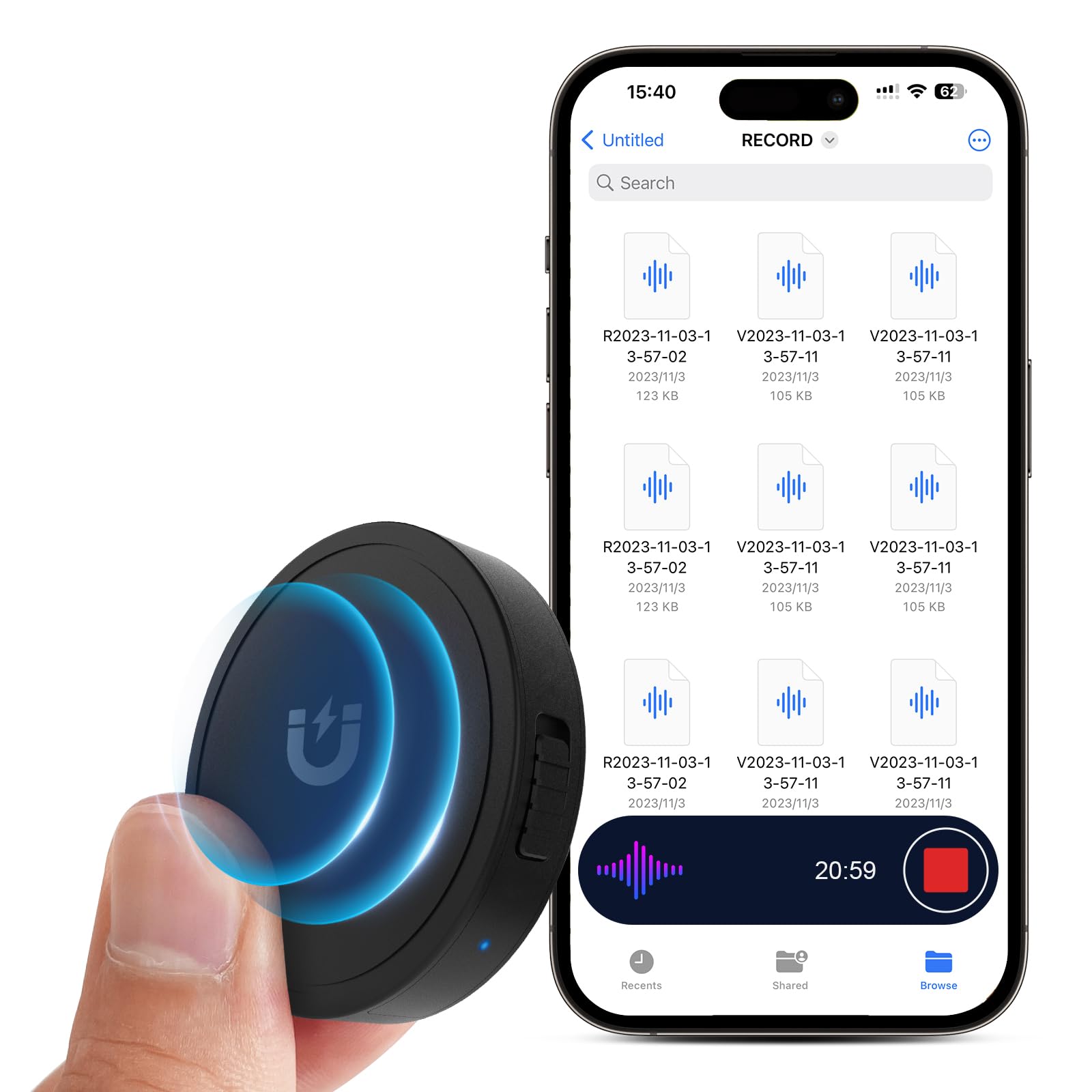 132G (9800 Hour) Voice Activated Recorder   Elasound Voice Recorder With Ai Intelligent Triple Noise Reduction, Portable Audio R