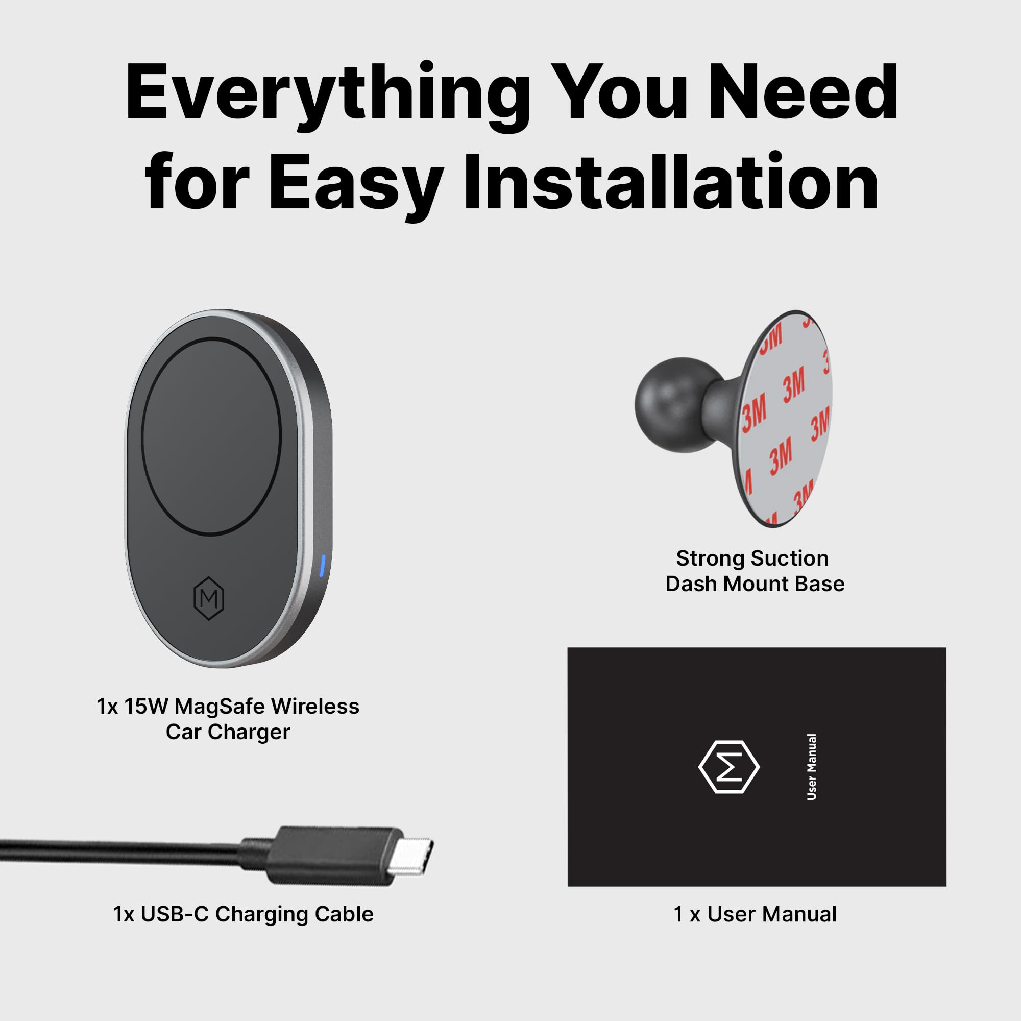 Magsafe Wireless Car Charger Dash Mount (Version 2.0) 360 Rotating Magnetic Phone Holder For Iphone 16/15/14/13/12-15W Fast Char