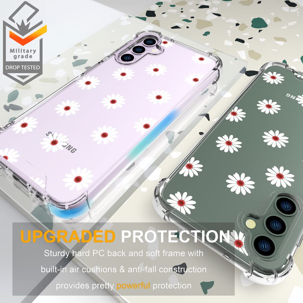 Endiy Samsung Galaxy S23 Case Flower Floral For Women Girls Girly Cute Designer Phone Case Clear With Design, Compatible With Sa