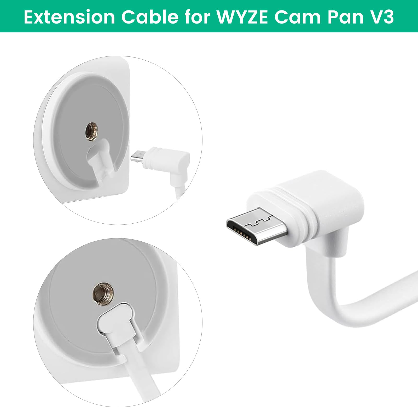 Weishan 50Ft Power Extension Cable Compatible With Wyze Cam Pan V3 Security Camera   15M Long Flat Usb To Micro Usb L Shaped 90