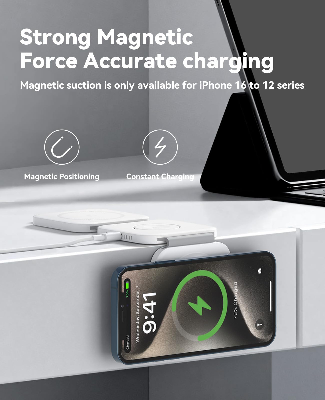 2Pack 3 In 1 Charging Station For Apple Multiple Devices Foldable Magnetic Fast Wireless Charger Dock, Travel Charging Pad For I