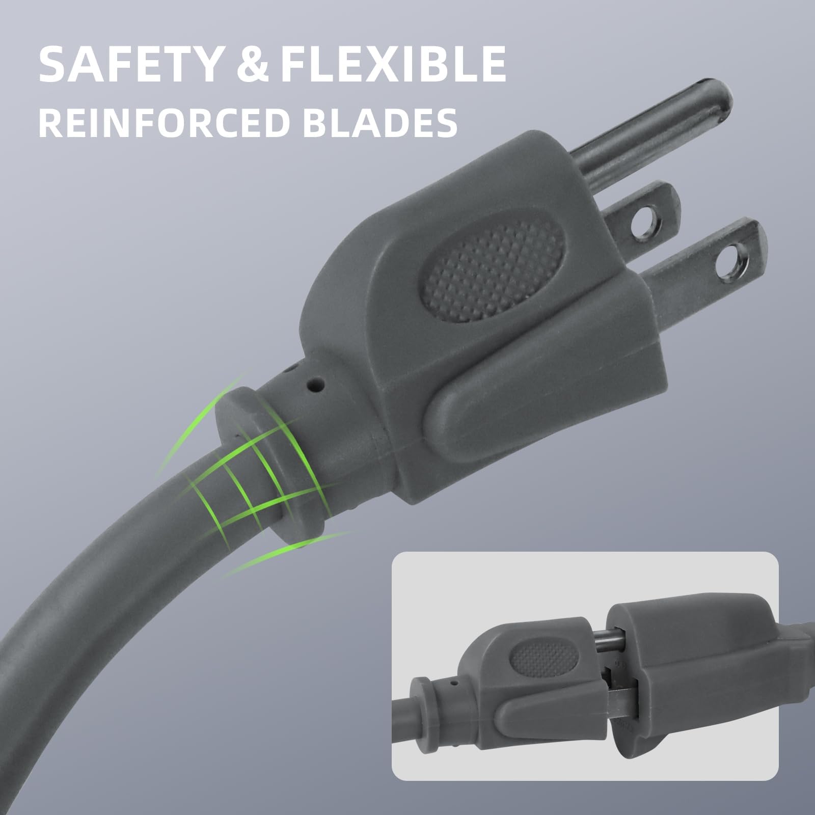 Ep 6 Ft Outdoor Extension Cord   16/3 Sjtw Gray Electrical Cable With 3 Prong Grounded Plug, Ul Listed