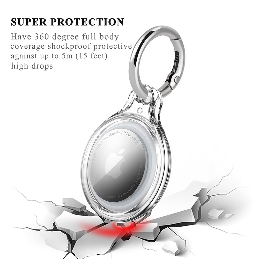 COOLQO IPX8 Waterproof Airtag Holder Keychain Hard PC Glitter 4 Pack
