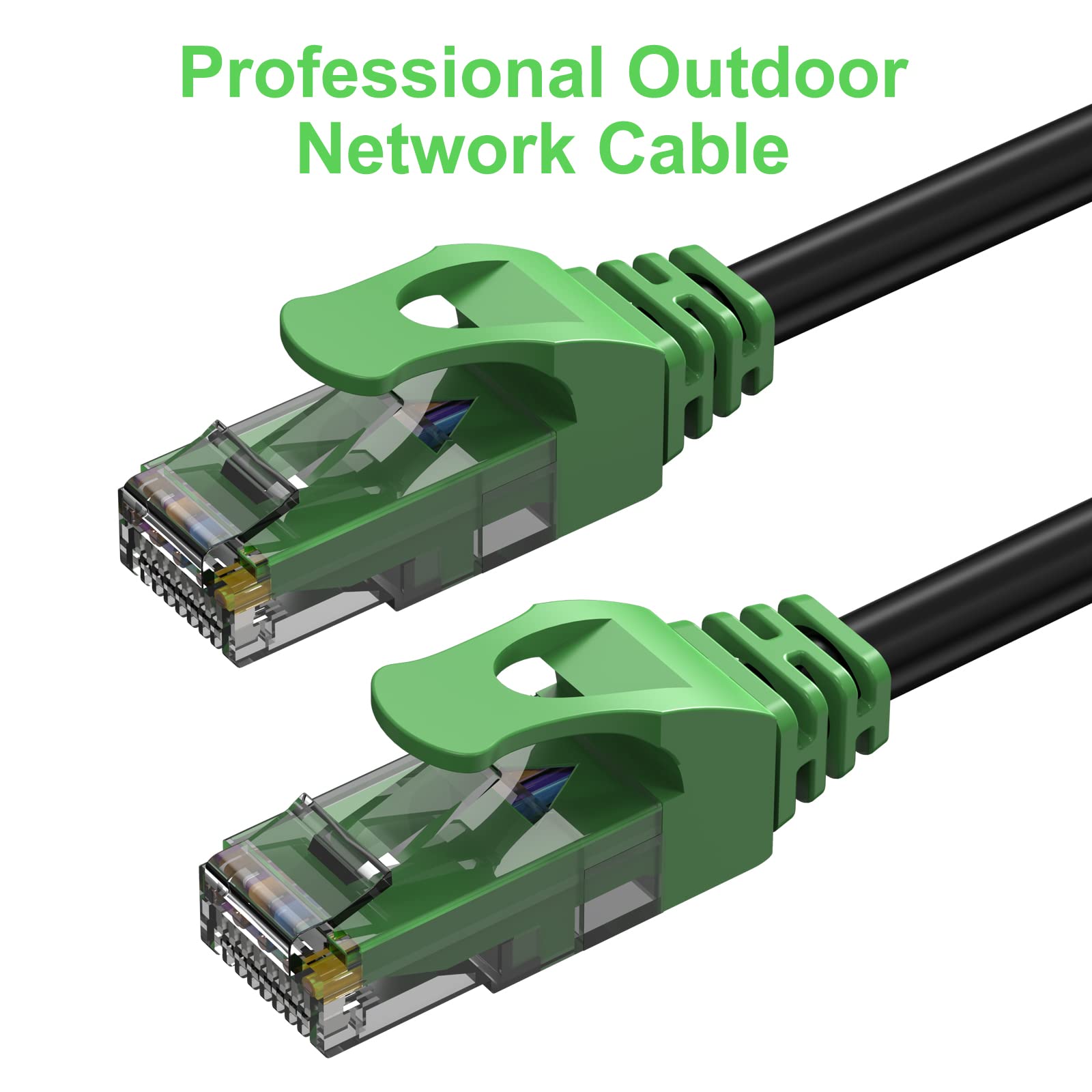 75Ft Cat6 Outdoor Ethernet Cable, In Ground, Heavy Duty Direct Burial, 24Awg Cca Patch Cord For Laptops, Pcs, Routers, Printers, Surveillance Camera, Poe, Utp Cat 6 Internet Cable With 25 Cable Ties