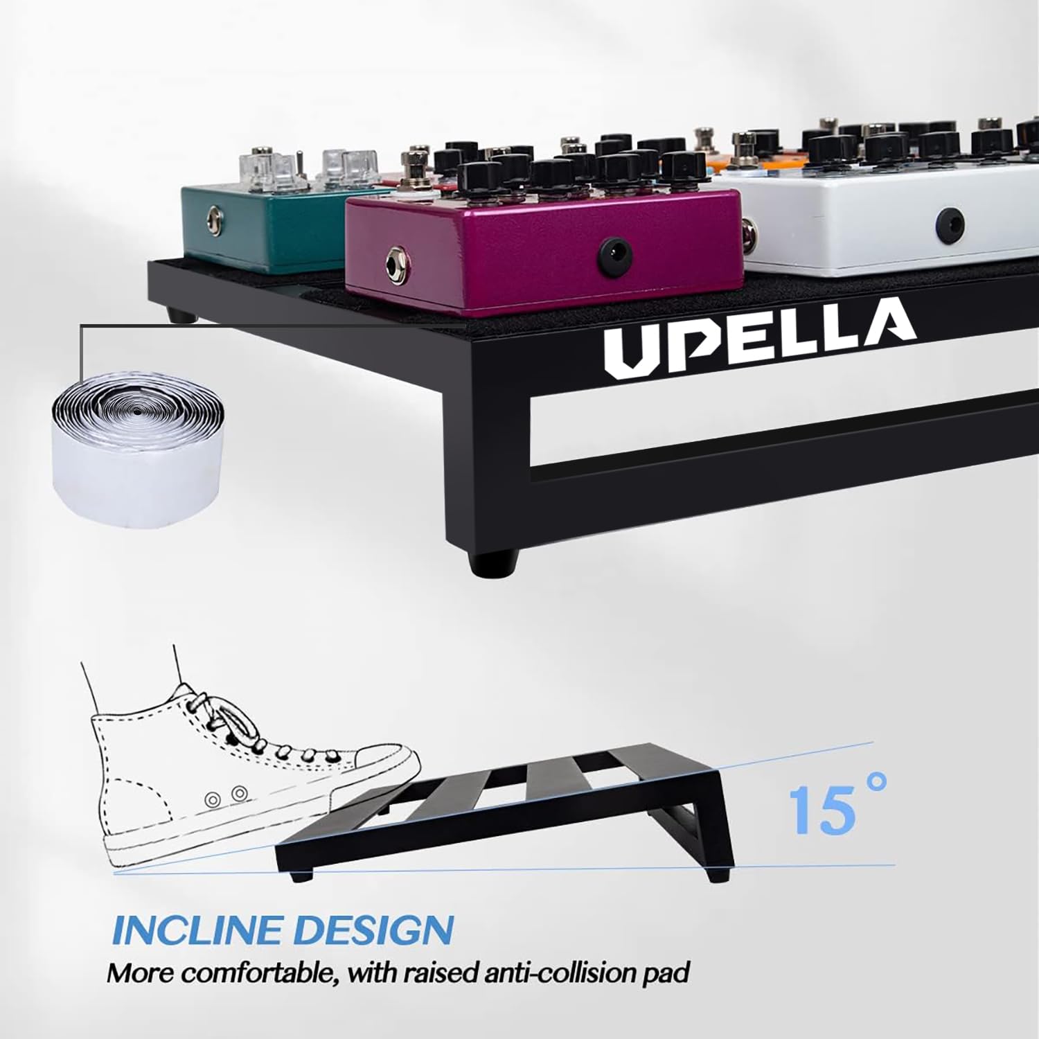 Upella Guitar Pedal Board Aluminum Guitar Effect Pedal Board 22 X 12.5 Guitar Effects Pedalboard Accessories With Carrying B