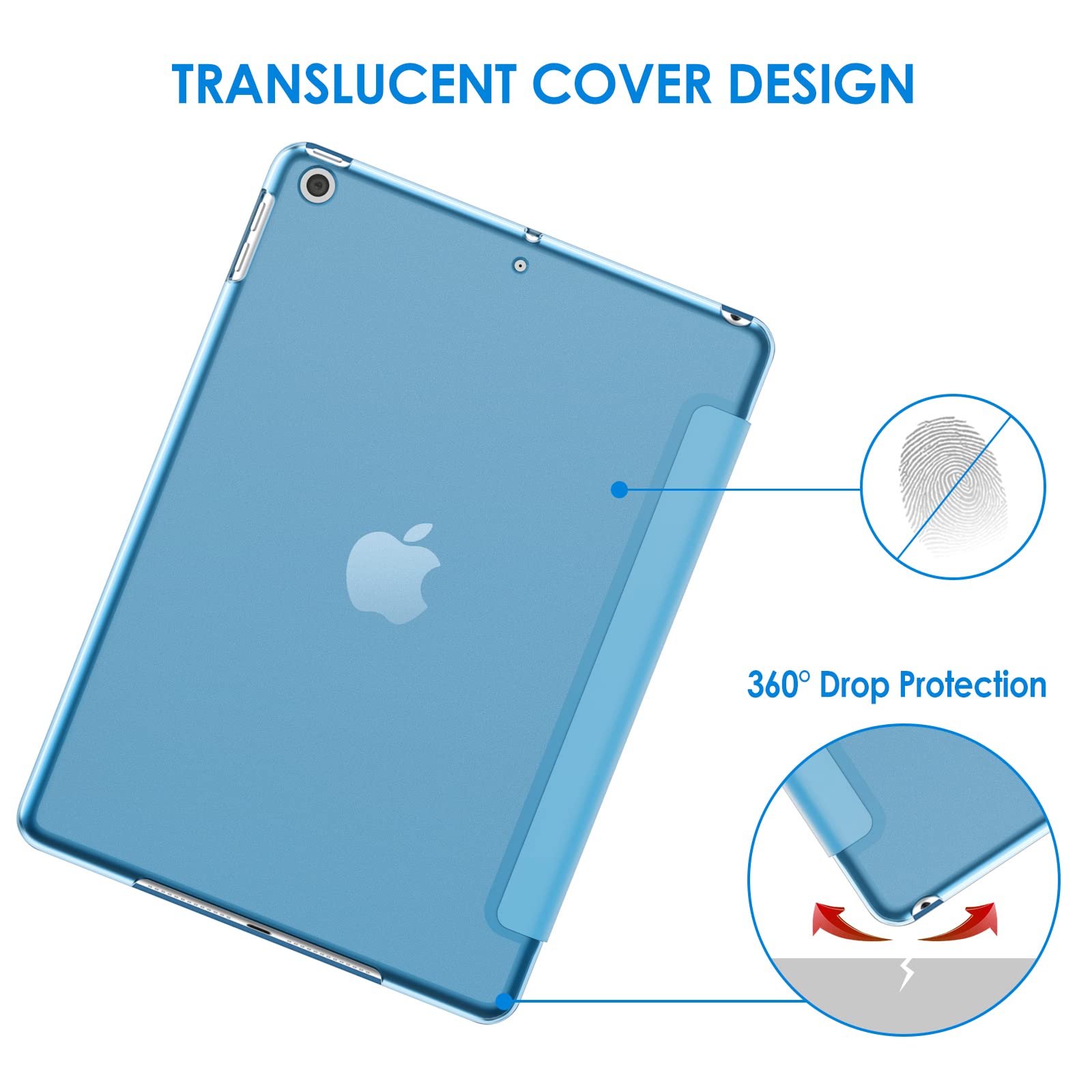 Jetech Case For Ipad (9.7-Inch, 2018/2017 Model, 6Th/5Th Generation), Smart Cover Auto Wake/Sleep (Blue)