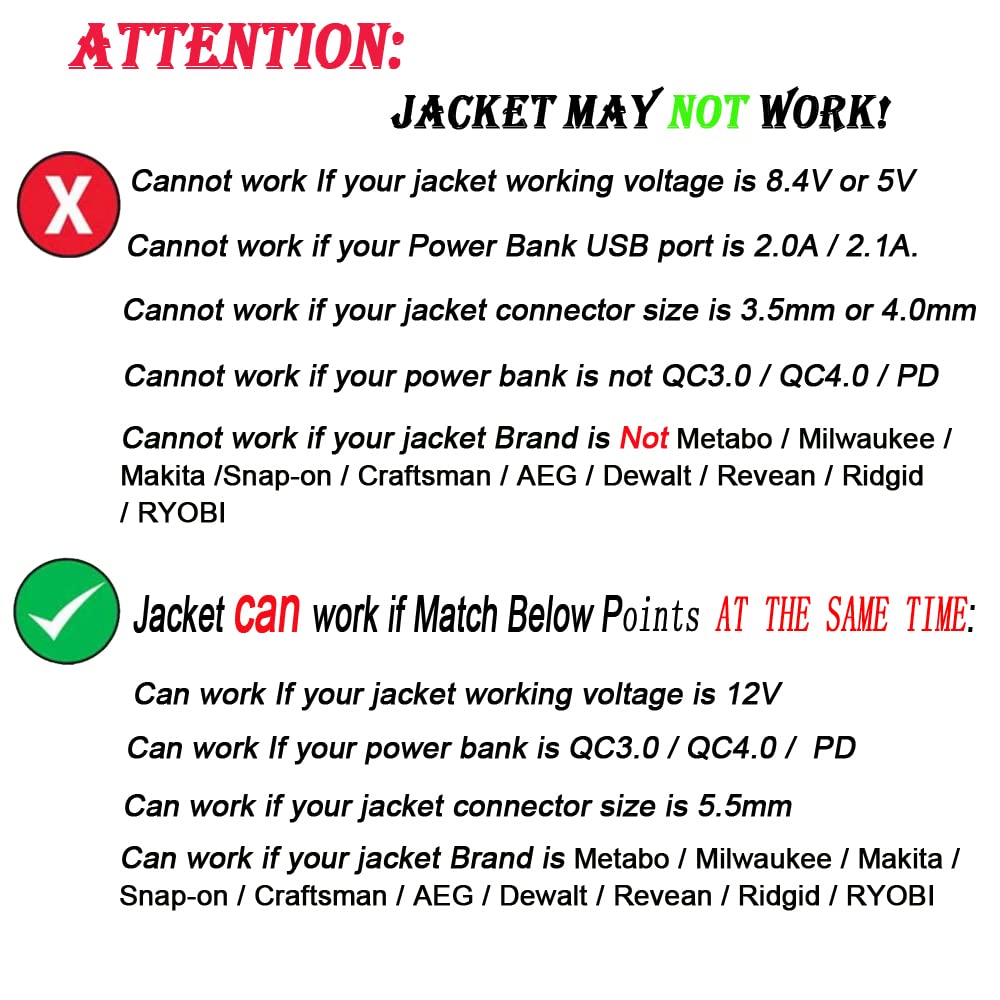 Smarkey Heated Jacket Adapter Charger Usb Plug Cable For Milwaukee, Revean, Snap On, Metabo, Craftsman, Aeg, Makita (Easy For Tr