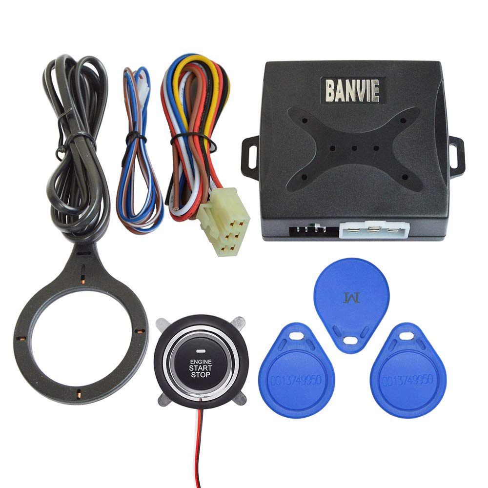 Banvie Car Alarm System Rfid Push Engine Start Button & Keyless Go System For Vehicle Anti Thief Double Layer Start Protection