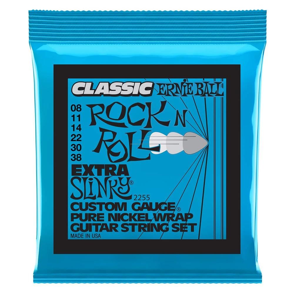 Ernie Ball Extra Slinky Classic Pure Nickel Electric Guitar Strings, 8-38 Gauge (P02255)