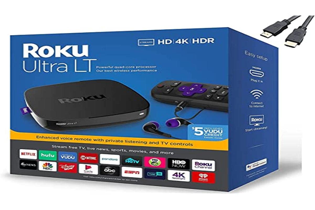 Roku Ultra Lt Streaming Media Player 4K/Hd/Hdr W/ 4K Hdmi Cable