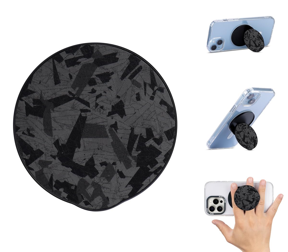 Haobobro Foldable Phone Grip - Magnetic Cell Phone Stand Holder - Compatible with Mag Safe - Microfiber Leather Kickstand for iP