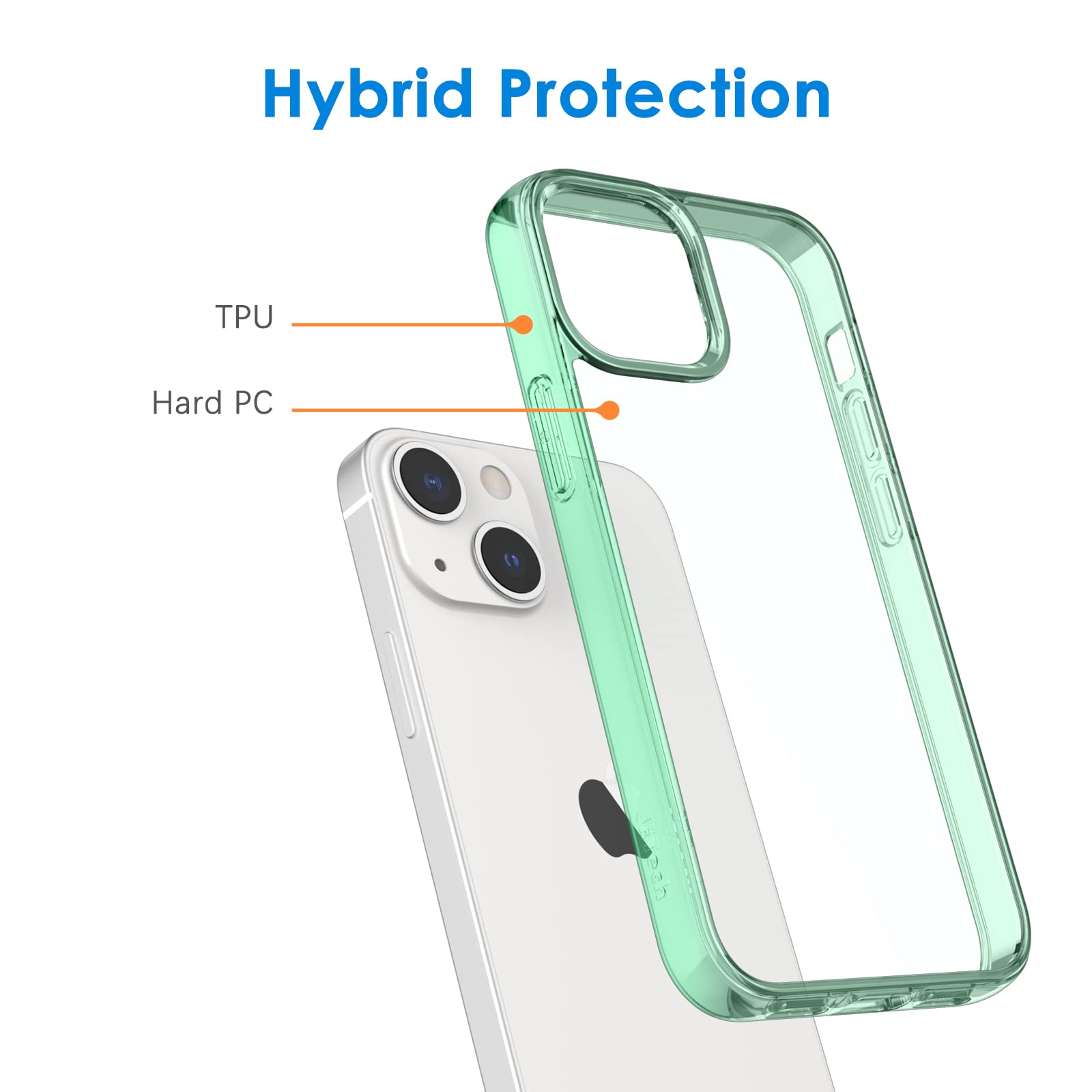 Jetech Case Compatible With Iphone 13 61 Inch, Shockproof Phone Bumper Cover, Anti Scratch Clear Back (Midnight Green)