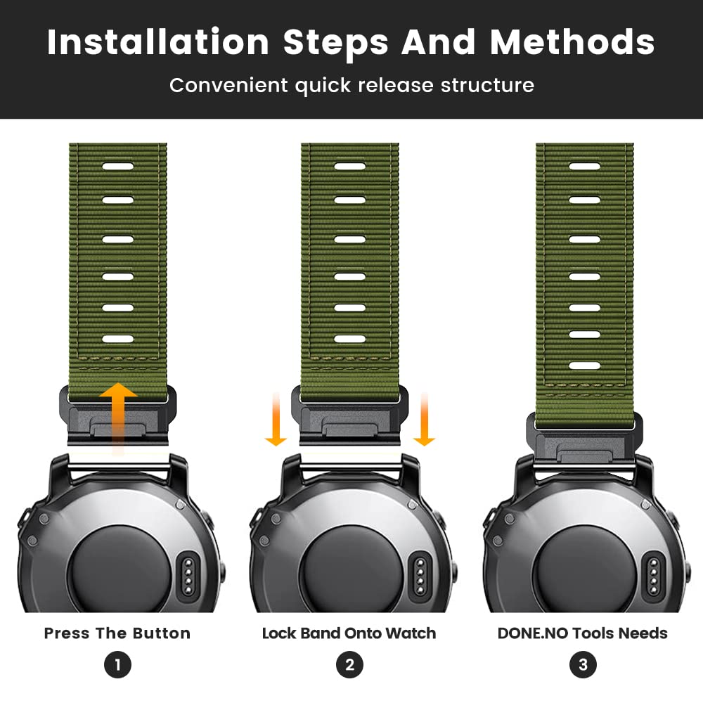 Compatible With Garmin Fenix 6 Watch Band For Fenix 7/Fenix 6 Pro/5, 22Mm Quickfit Nylon Watch Strap For Forerunner 945/965/935/