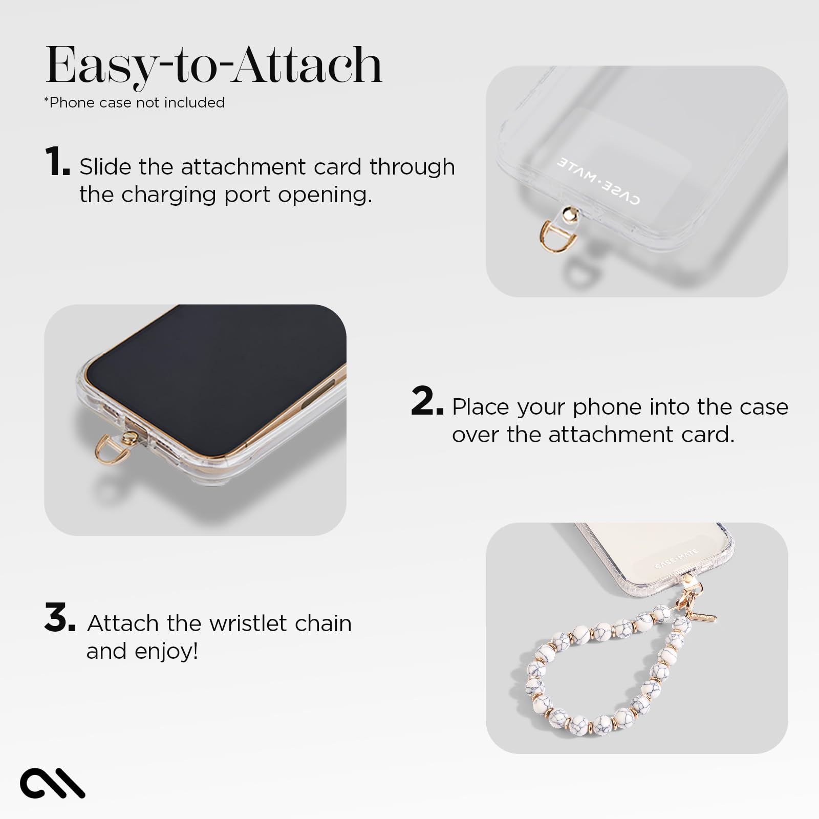 Case Mate Phone Charm With Beaded Marble | Detachable Anti Theft Phone Strap | Hands Free Iphone Wrist Strap For Women | Phone C