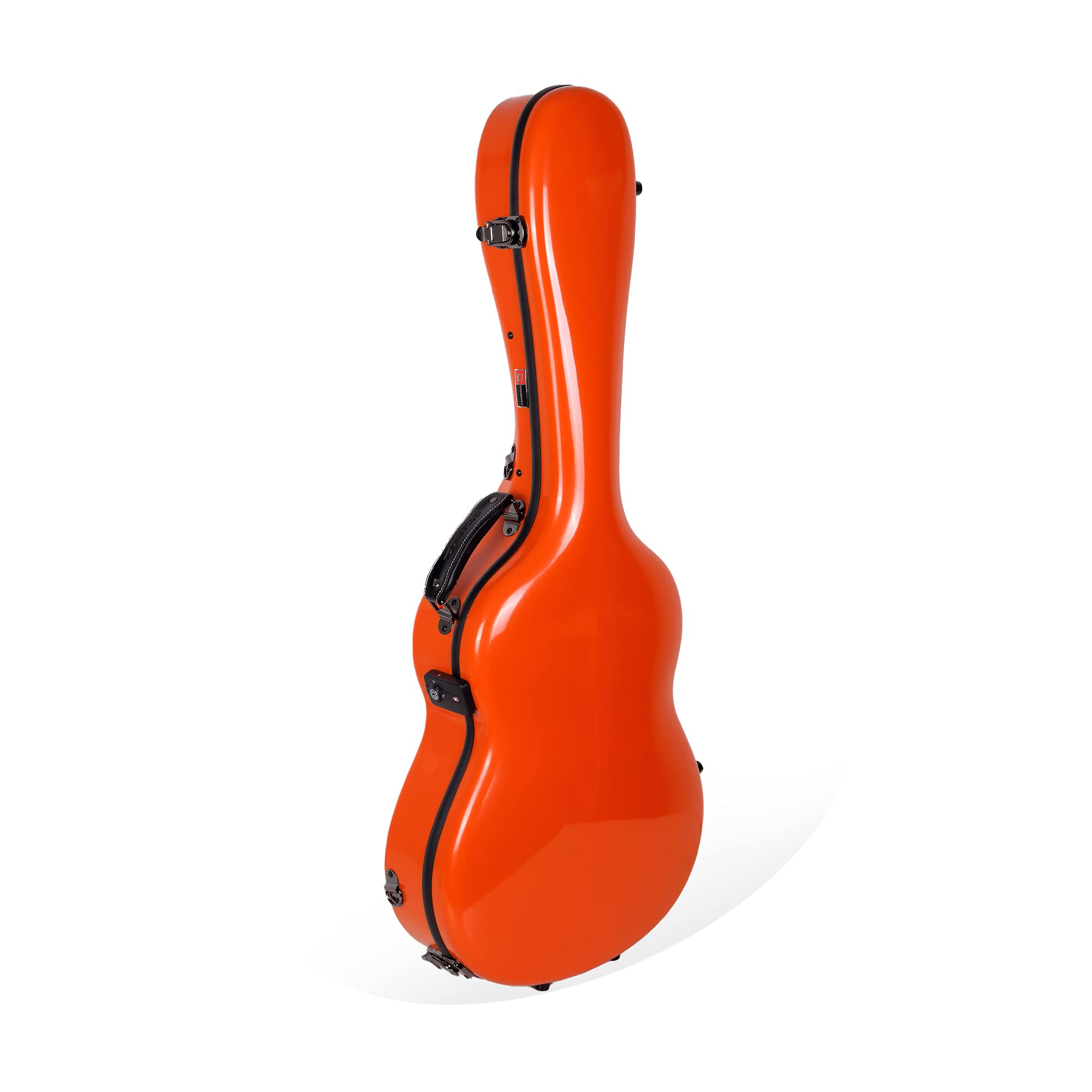 Crossrock Deluxe Fiberglass Classical Guitar Case, 4/4 Full Size-TSA Lock, Orange (CRF2020COR)