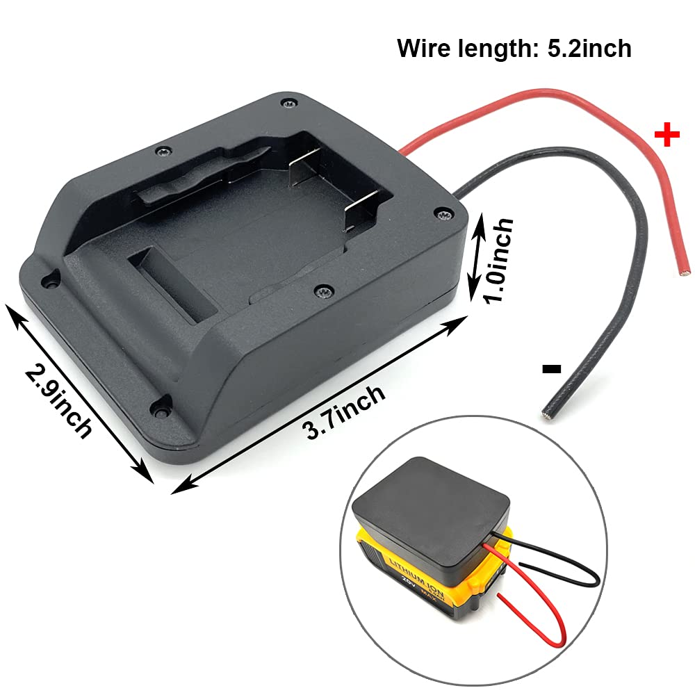 Battery Adapter For Dewalt 18V 20V Max Battery Dock Adapter Power Mount Dock Holder With 12Awg Wires, Battery Converter Connecto