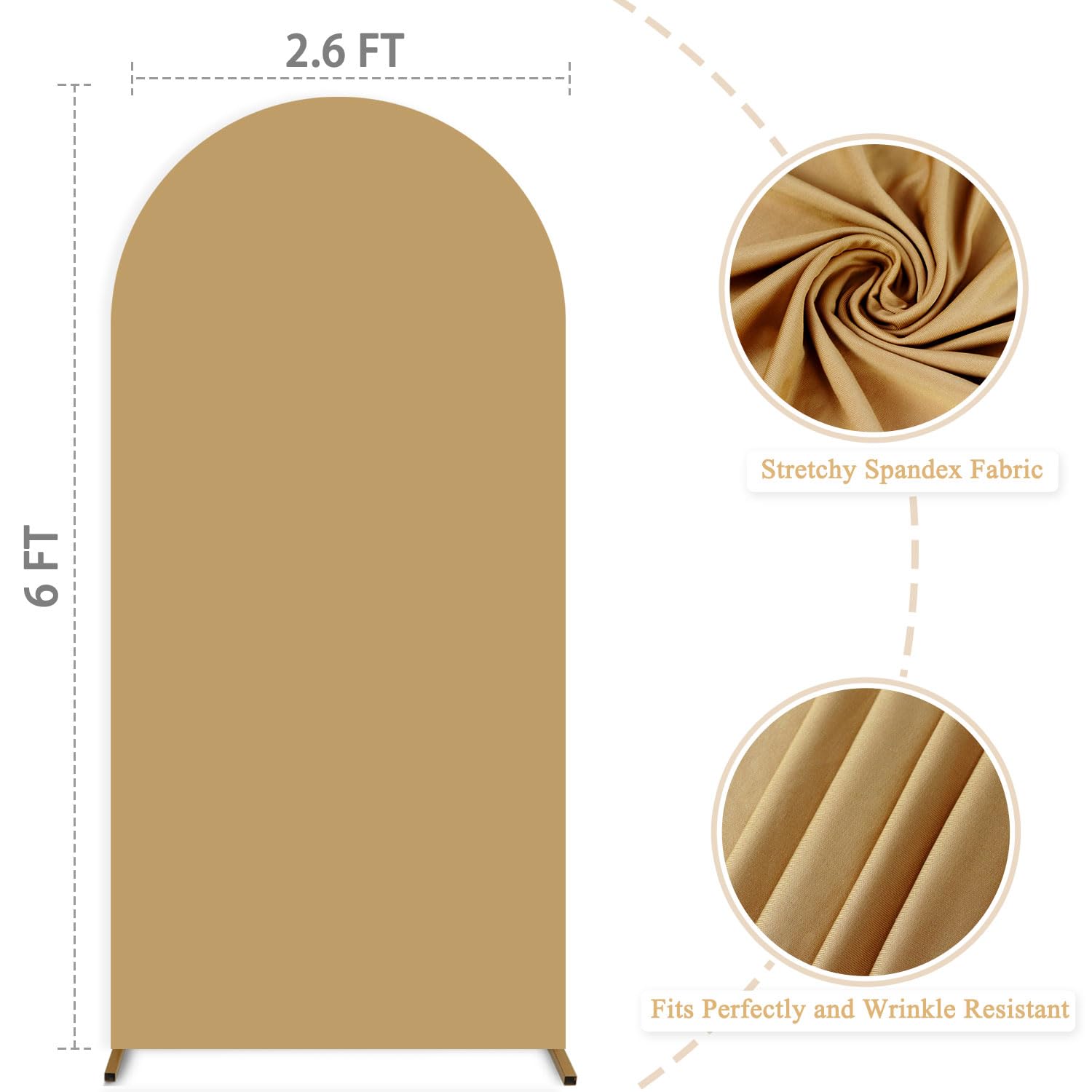Fuhsy Brown Arch Cover 6Ft Chiara Arch Backdrop Stand Cover Double Sided Tan Arch Cover Spandex Arch Backdrop Covers Balloon Arc