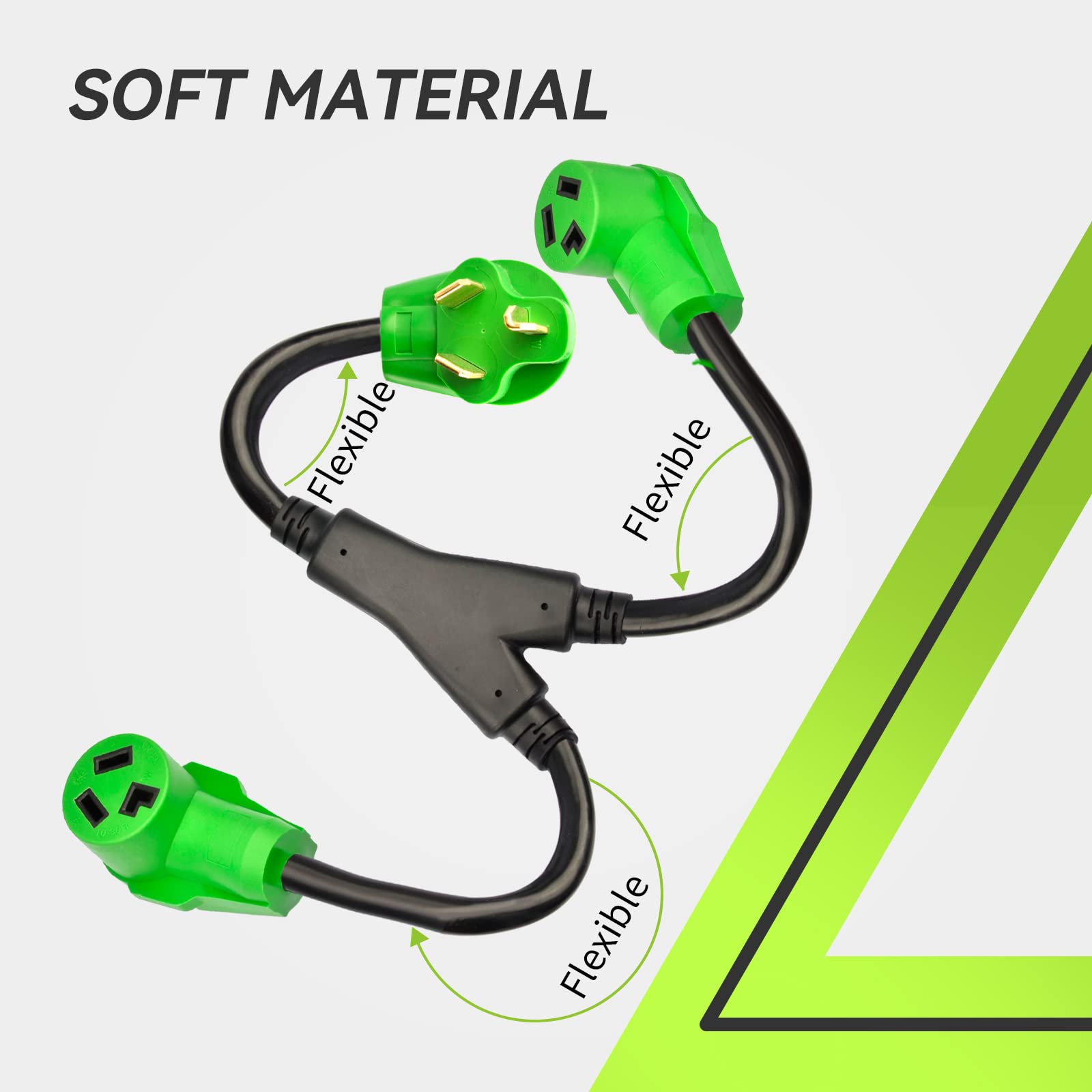 Rvmate 3 Prong Dryer Splitter 30 Amp, Nema 10 30P To (2)10 30R Y Receptacle 26.5 Inch, Built To Last, Waterproof Pvc Jacket