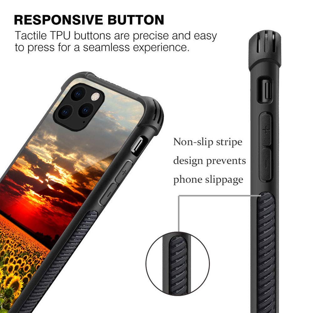 Zhegailian Case Compatible With Iphone 12 Mini,Sunflowers Field Case For Iphone 12 Mini For Girls Women,Pattern Design Anti Scra