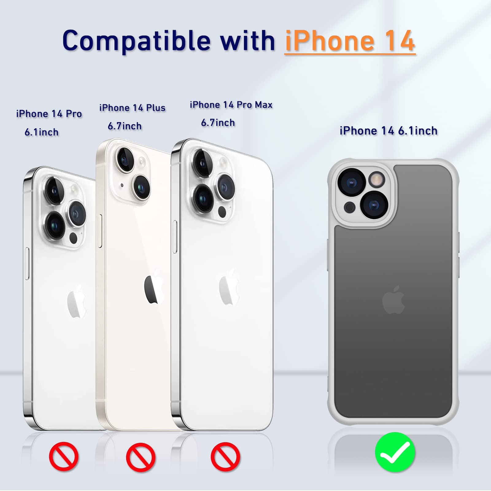 Pinlisheng Matte Case For Iphone 14 Case,Shockproof Protective Hard Back Slim Case For Iphone Case 6.1 Inch,Frosted Translucent