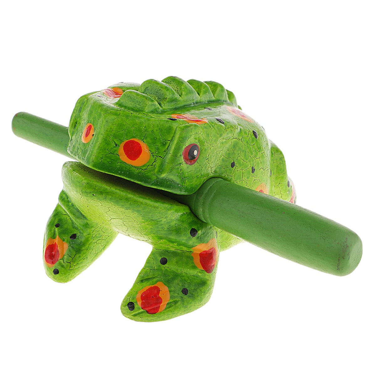 3.5'' Wooden Frog Guiro Rasp Instrument   Percussion Musical Tone Block Craft (Painted Green)