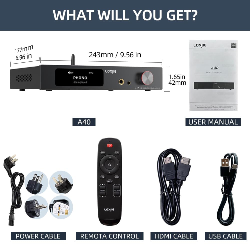 Loxjie A40 Hifi Audio Power Amplifier Headphone Amplifier,Ma5332Ms Chip,Njw1194 Chip,Mqa Full Decoding,Support Transmission Dsd,