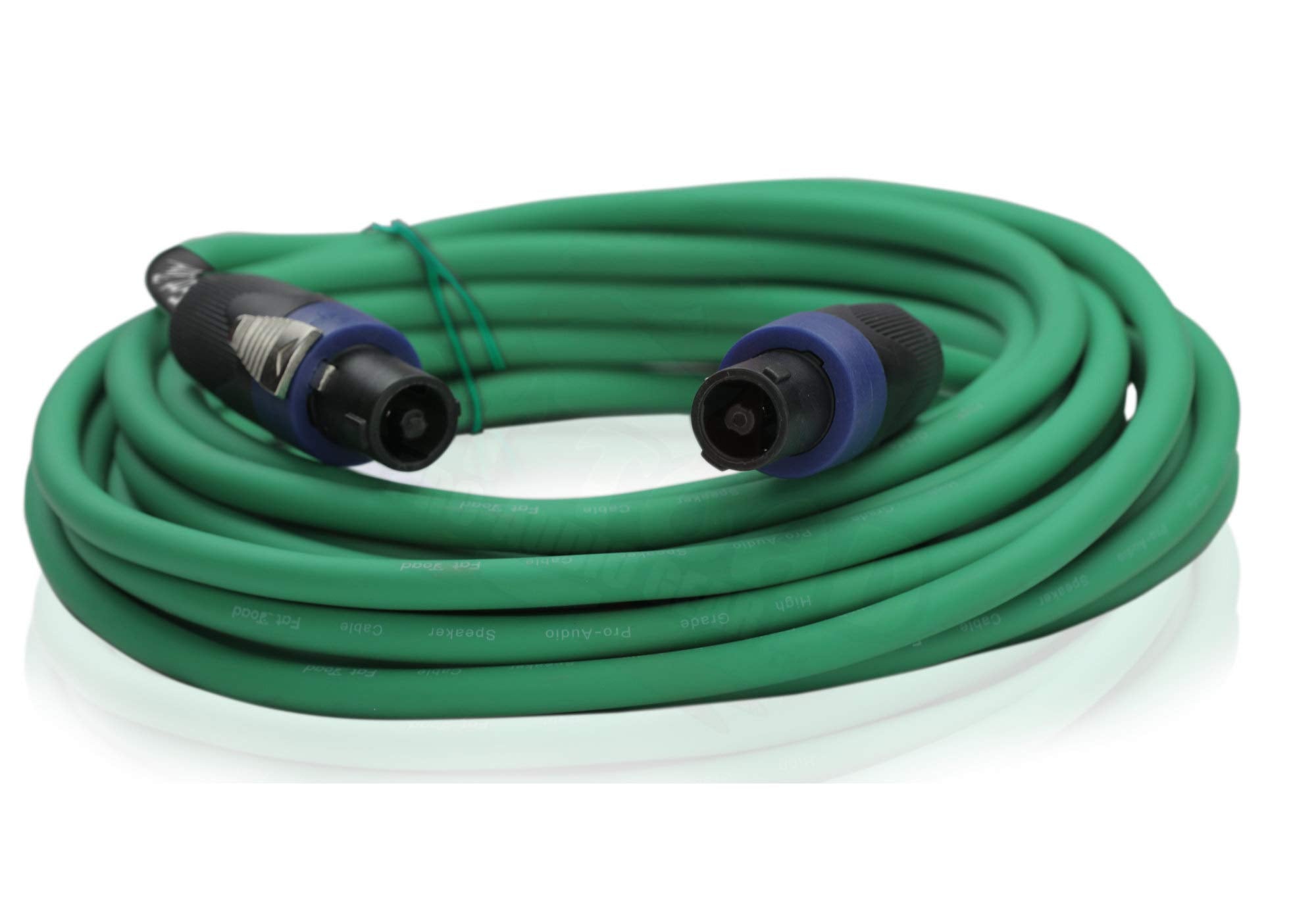 Fat Toad Speakon To Speakon Cables (2 Pack) 25Ft Professional Dj Pro Audio Green Speaker Pa Cord With Twist Lock Connector | 12