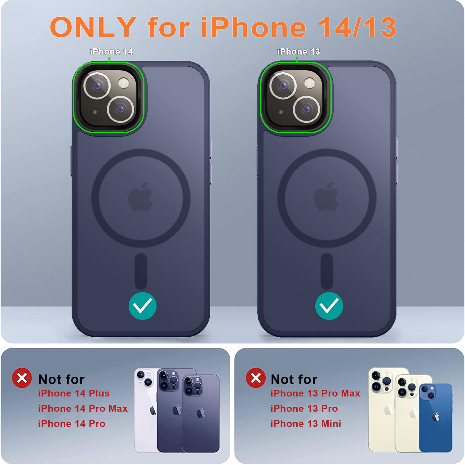 Chezeal Compatible With Iphone 14/13 Case [Compatible With Magsafe & Military Grade Protection] Slim Magnetic Translucent Matte