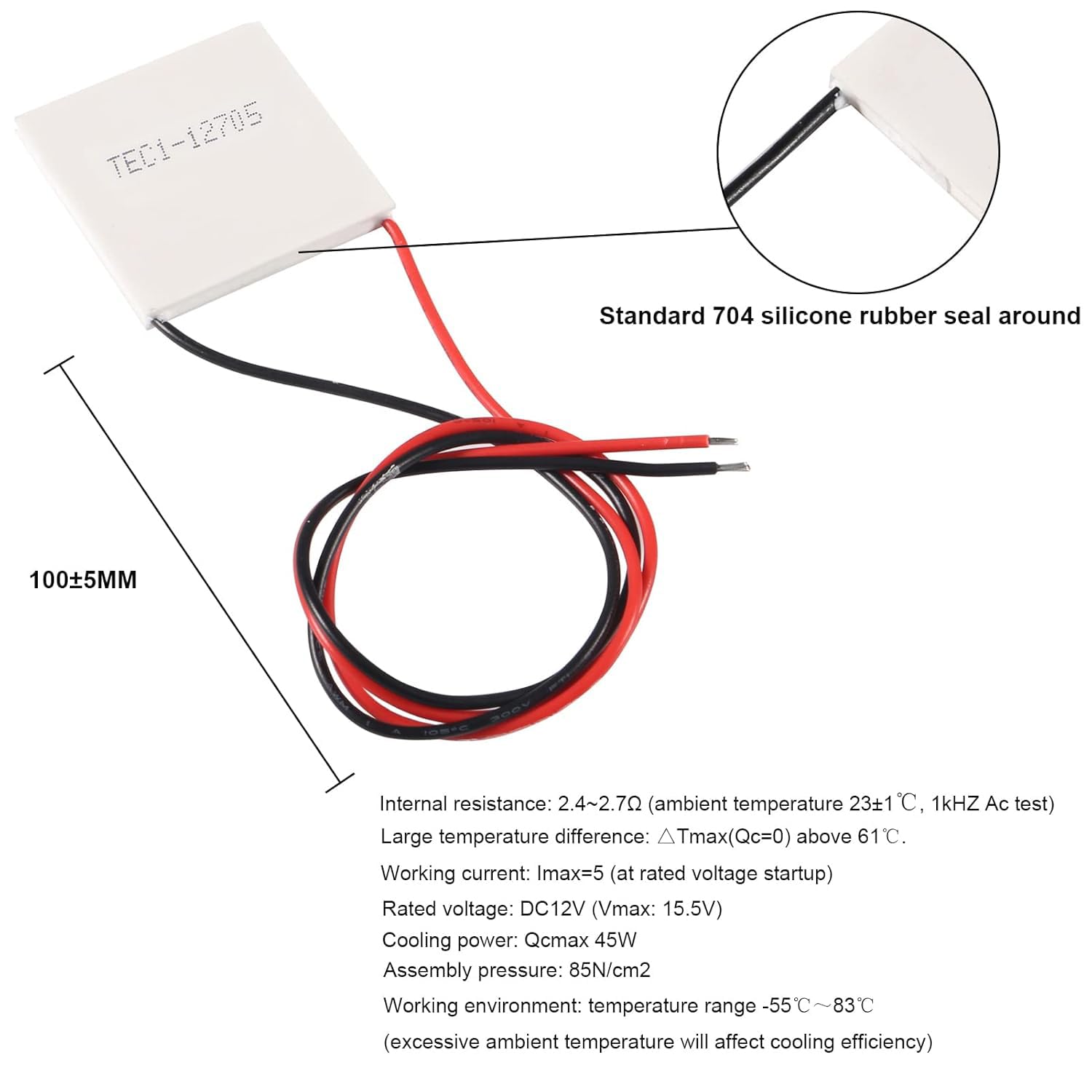 Diitao 4Pcs Tec1-12703 Semiconductor Refrigeration Tablets Heatsink Thermoelectric Cooler Cooling Plate Cooler Module 12V 6A Pel
