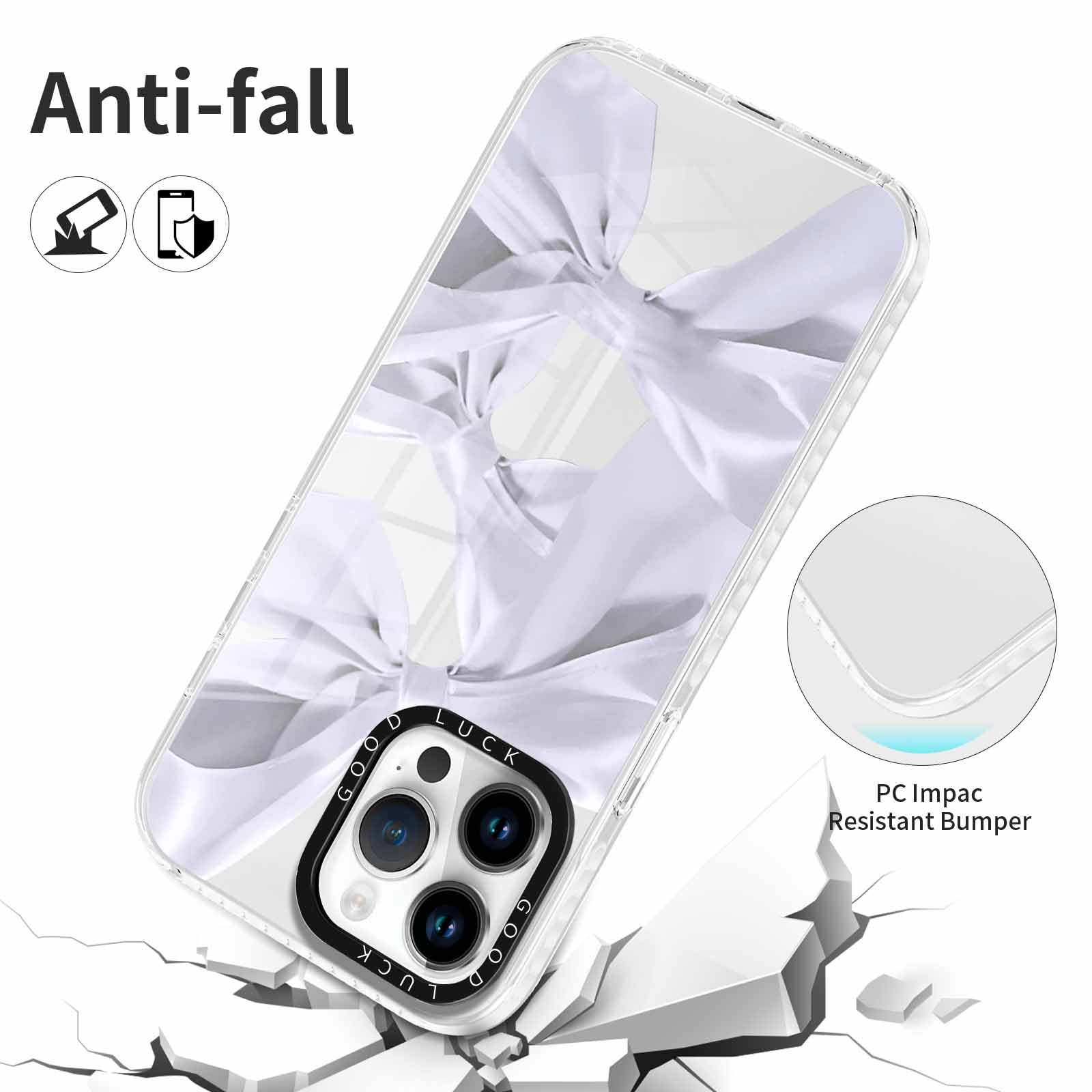 Rumdey 2 Pack Clear Bow Phone Case For Iphone 11 Pro 5.8 Inch, Cute Aesthetic Pattern Design Protective Soft Slim Shockproof Tpu